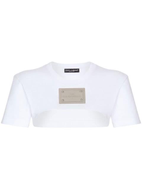 KIM DOLCE&GABBANA logo-plaque cropped T-shirt by DOLCE&GABBANA