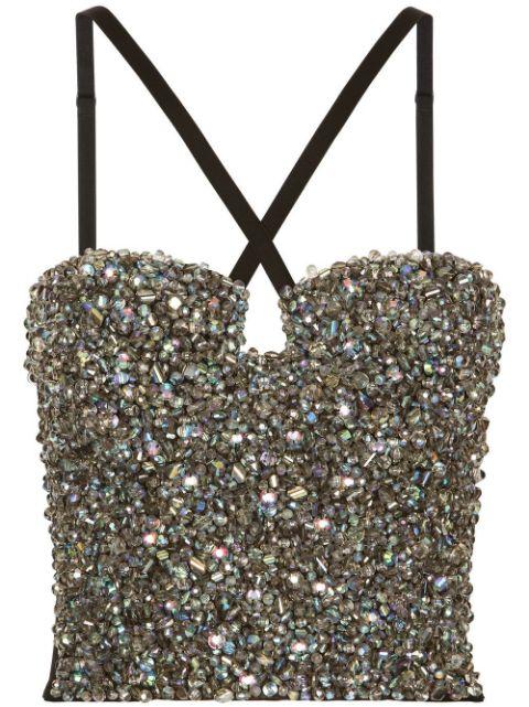 KIM DOLCE&GABBANA rhinestone-embellished corset top by DOLCE&GABBANA