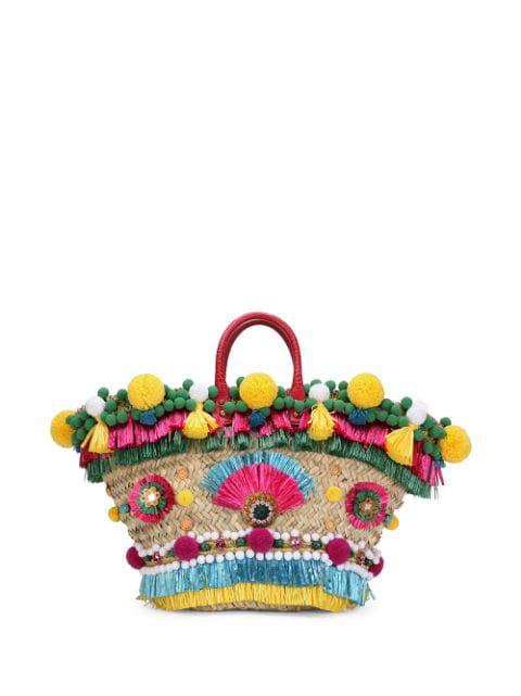 Kendra embroidered woven basket bag by DOLCE&GABBANA