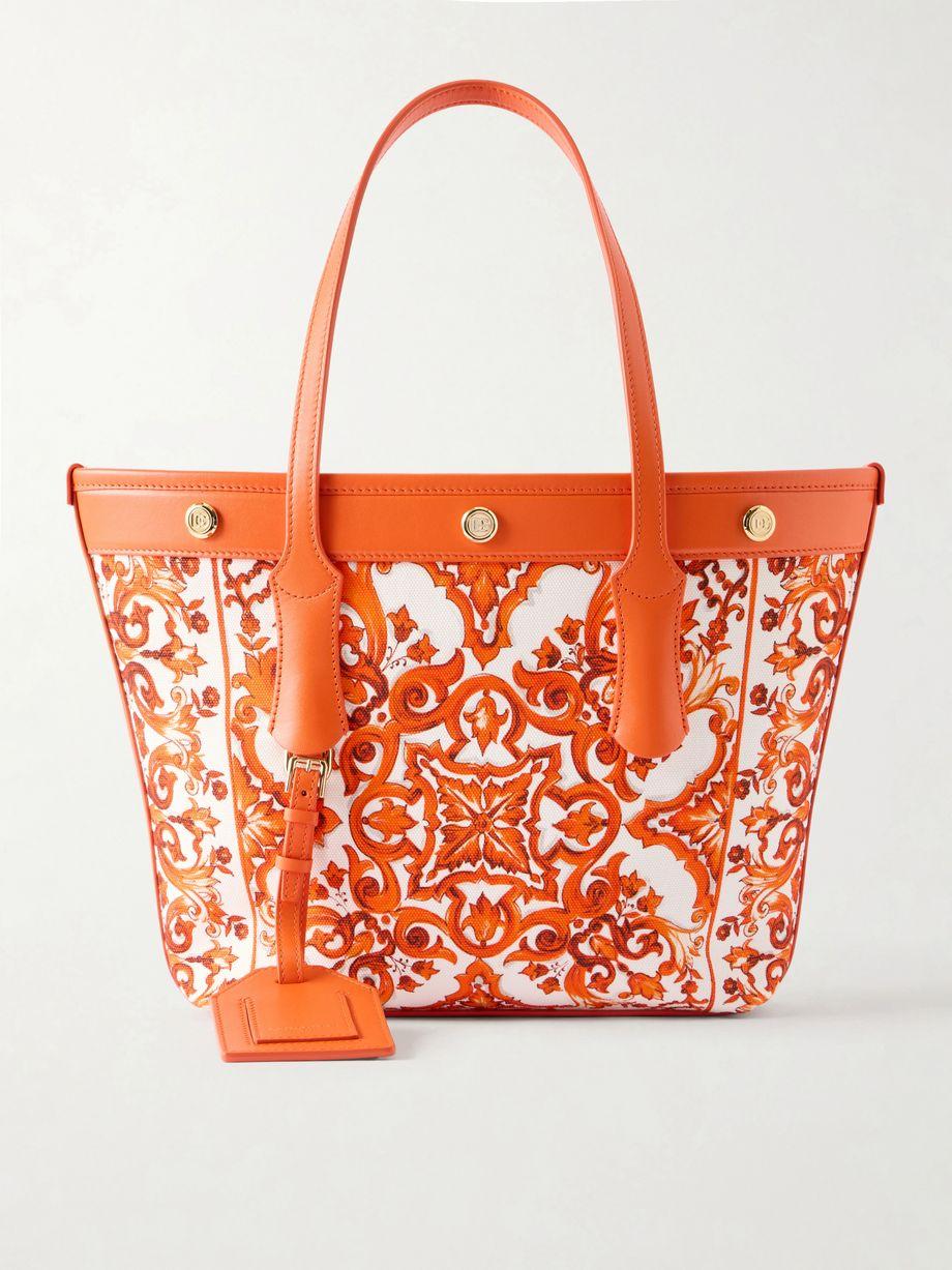 Kendra printed logo-embellished leather-trimmed canvas shoulder bag by DOLCE&GABBANA