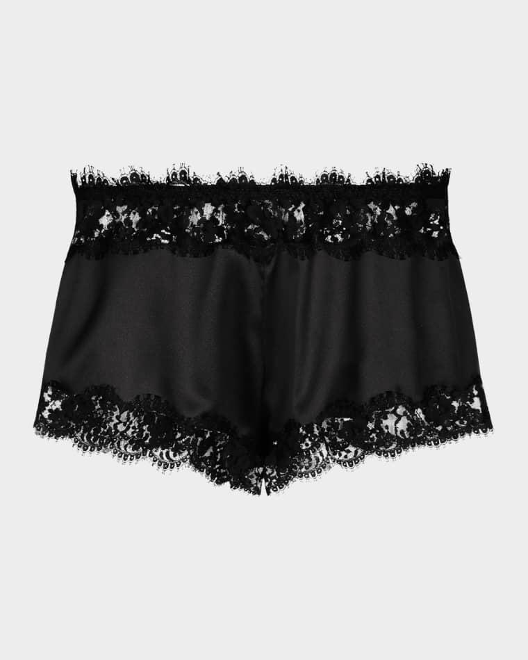 Lace-Trim Stretch Silk Slip Shorts by DOLCE&GABBANA