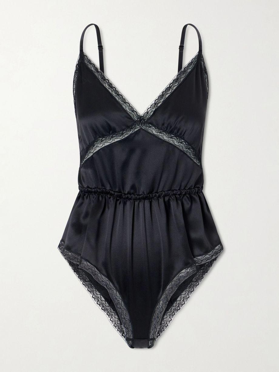 Lace-trimmed silk-blend satin bodysuit by DOLCE&GABBANA