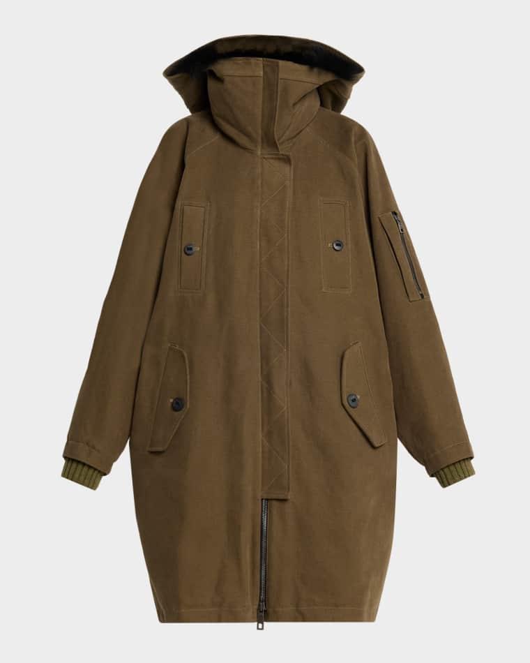 Lamb Shearling Lined Oversized Hooded Bomber Jacket by DOLCE&GABBANA