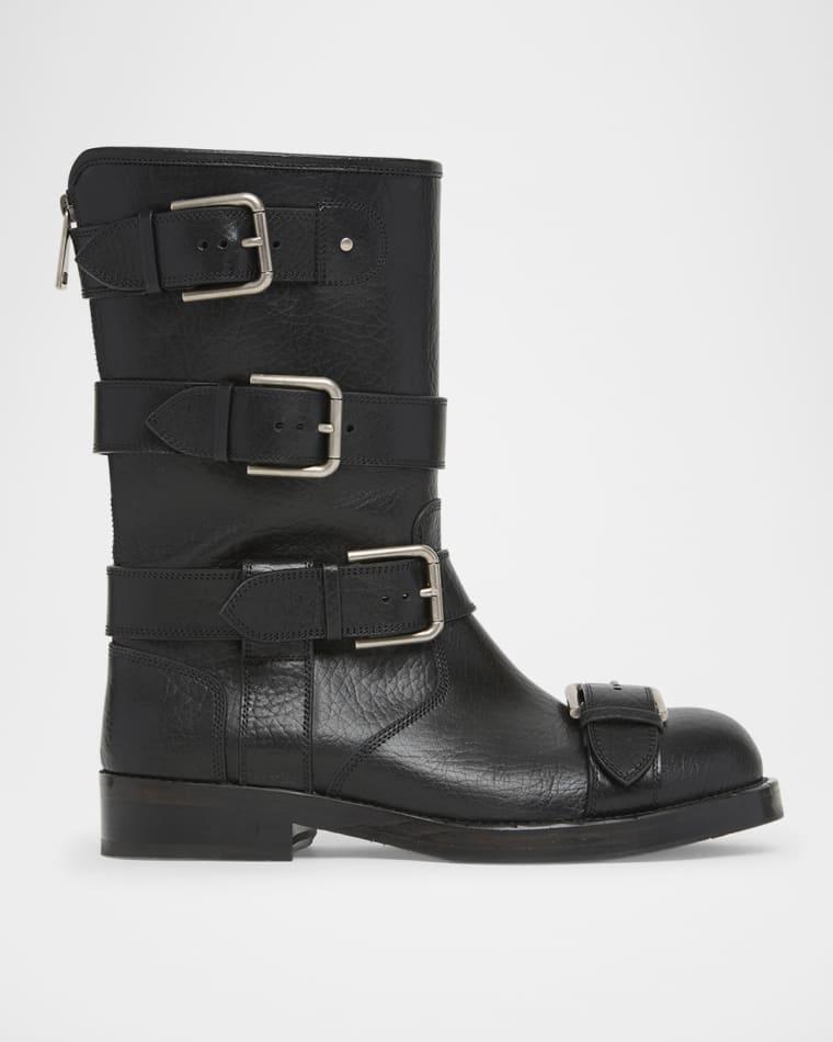 Leather Buckle Ankle Boots by DOLCE&GABBANA