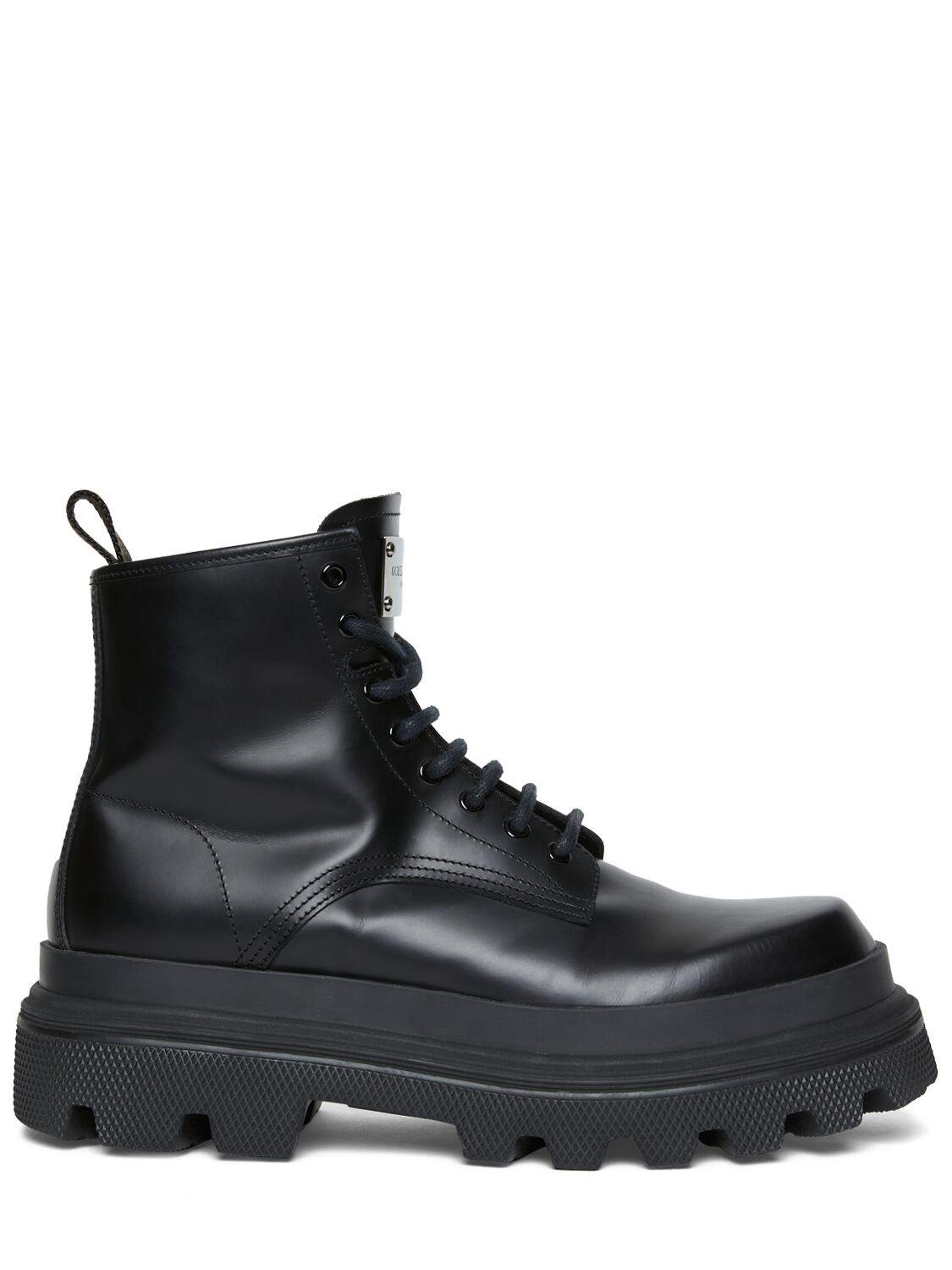 Leather Combat Boots by DOLCE&GABBANA