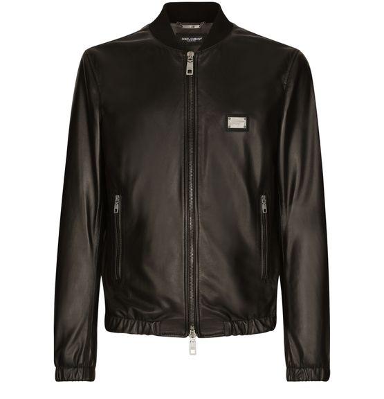 Leather jacket with branded tag by DOLCE&GABBANA