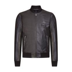Leather jacket with branded tag by DOLCE&GABBANA