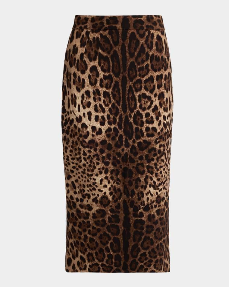 Leo-Print Wool Midi Pencil Skirt by DOLCE&GABBANA