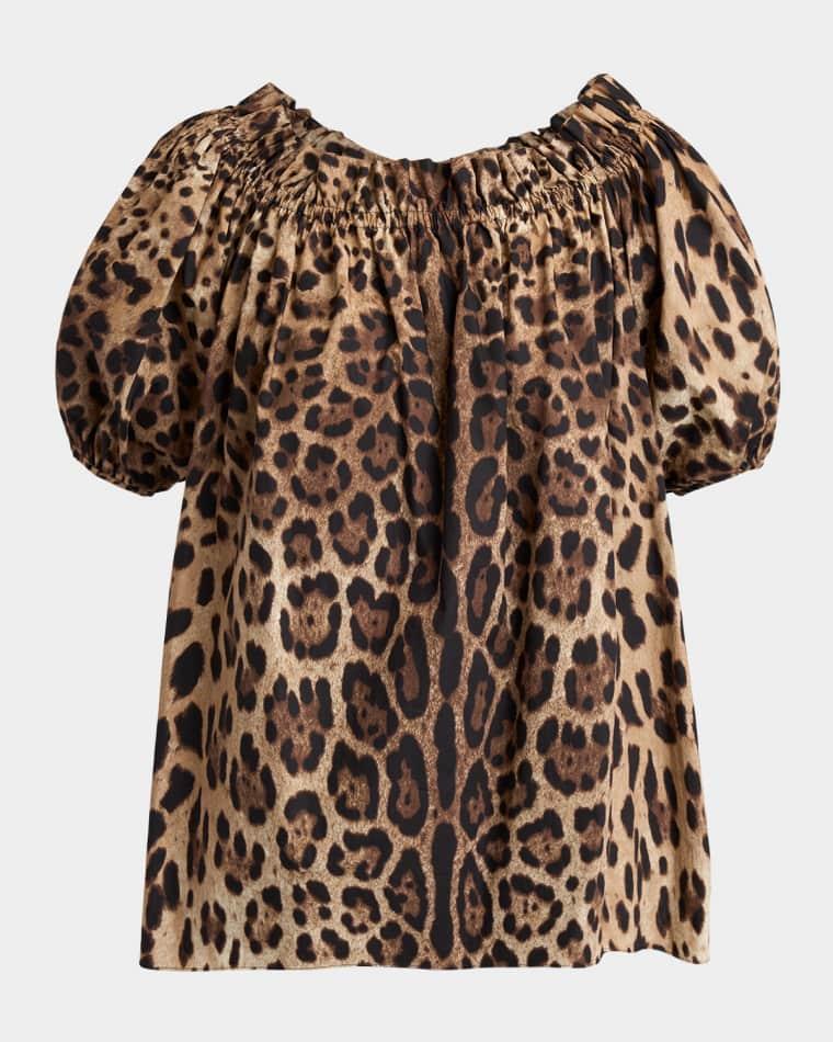 Leopard-Print Cotton Puff-Sleeve Blouse by DOLCE&GABBANA
