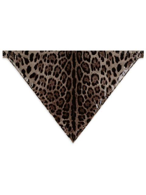 Leopard-print coated satin triangle veil by DOLCE&GABBANA