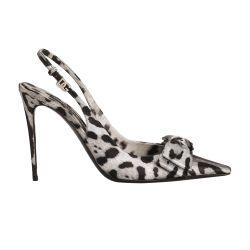 Leopard-print satin slingbacks by DOLCE&GABBANA
