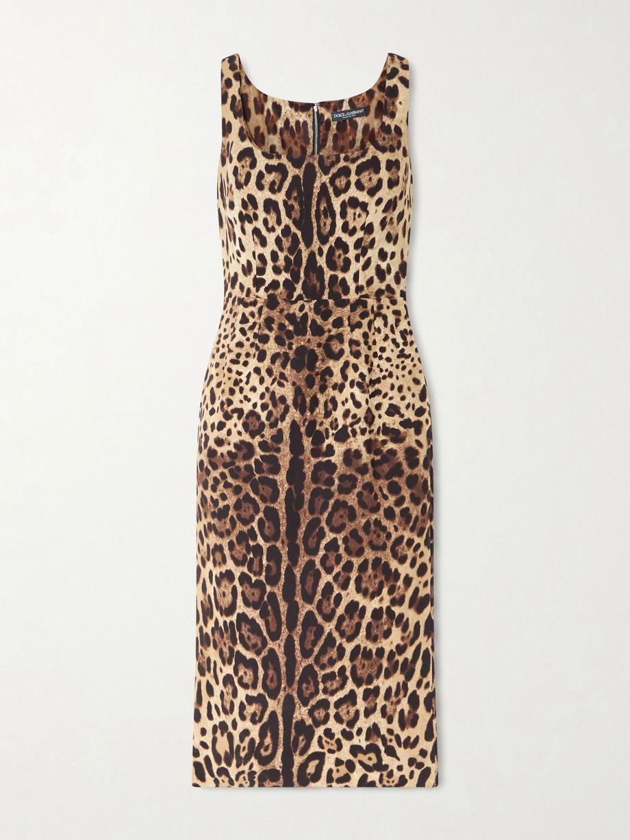 Leopard-print silk-blend satin midi dress by DOLCE&GABBANA