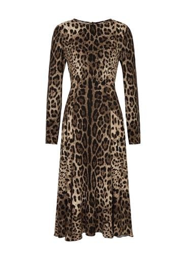 Leopard-print stretch-cady midi dress by DOLCE&GABBANA
