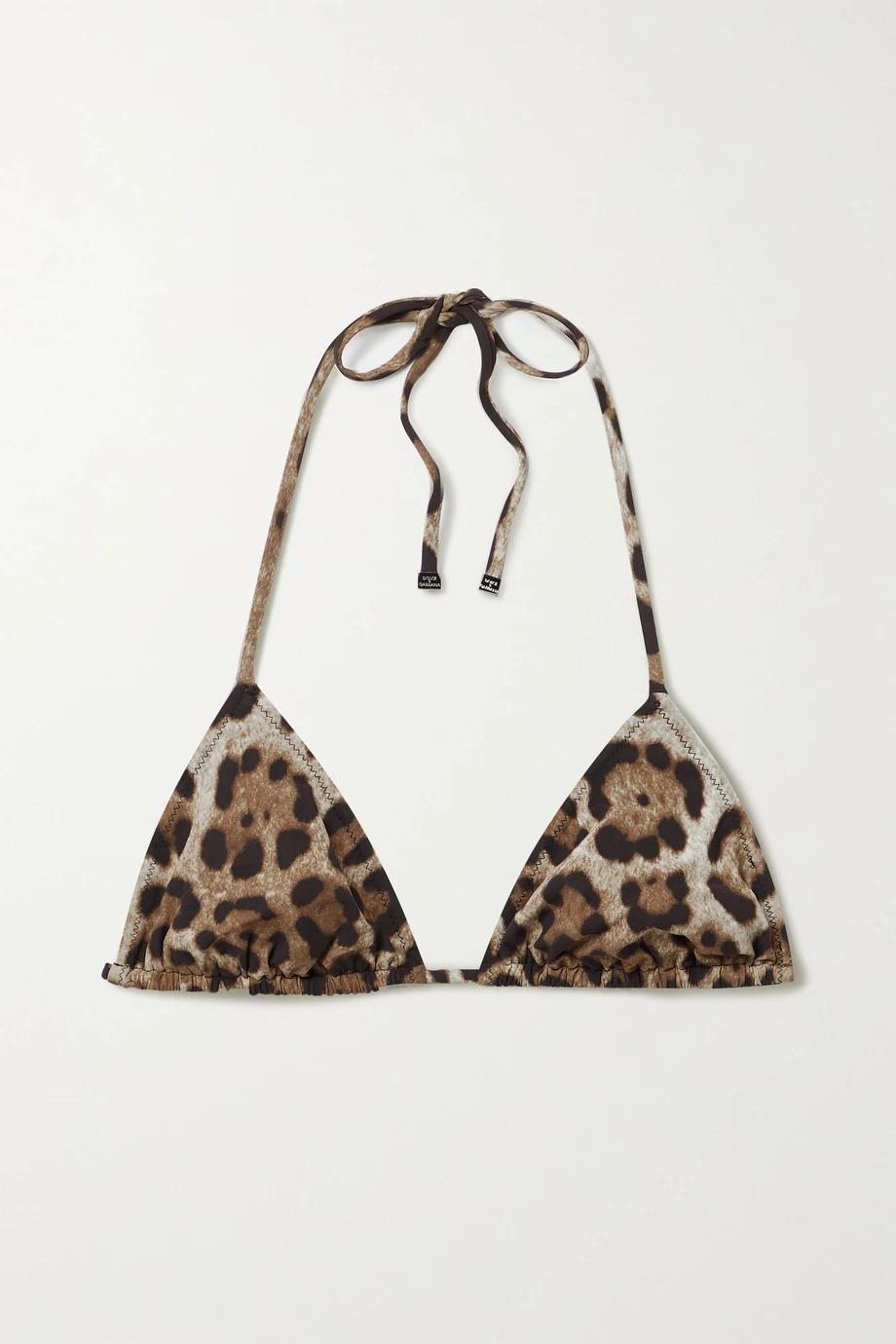 Leopard-print triangle bikini top by DOLCE&GABBANA