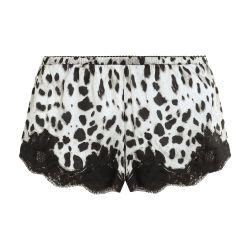 Leopard printed satin shorts with lace by DOLCE&GABBANA