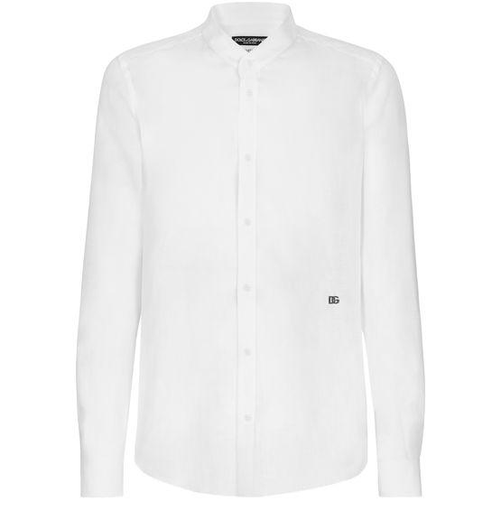 Linen Martini-fit shirt with DG hardware by DOLCE&GABBANA