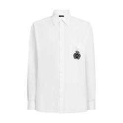 Linen shirt with heraldic patch by DOLCE&GABBANA