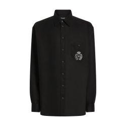 Linen shirt with heraldic patch by DOLCE&GABBANA