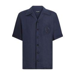 Linen shirt with logo embroidery by DOLCE&GABBANA