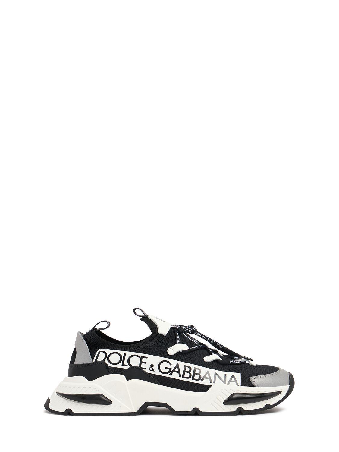 Logo Leather & Tech Lace-up Sneakers by DOLCE&GABBANA