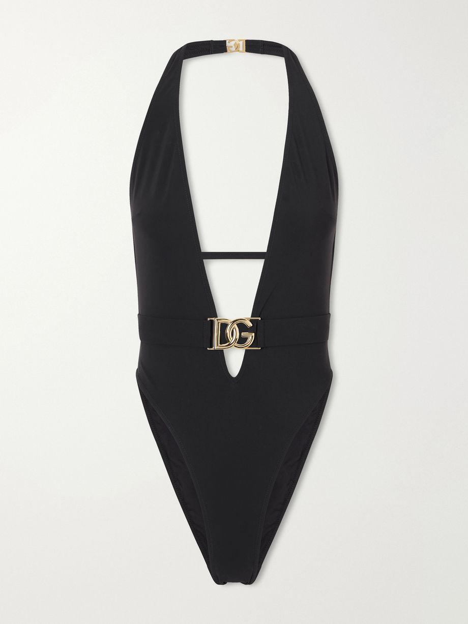 Logo-embellished stretch jersey one-piece by DOLCE&GABBANA