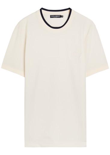 Logo-embroidered piqué cotton T-shirt by DOLCE&GABBANA