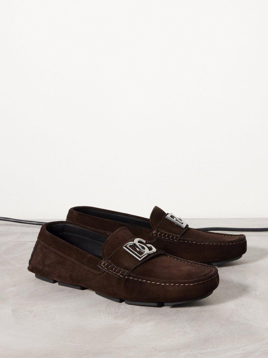 Logo-plaque suede driving shoes by DOLCE&GABBANA