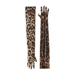 Long leo-print stretch satin gloves by DOLCE&GABBANA