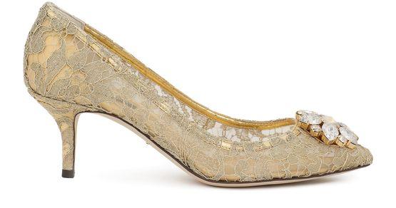 Lurex lace rainbow pumps with brooch detailing by DOLCE&GABBANA