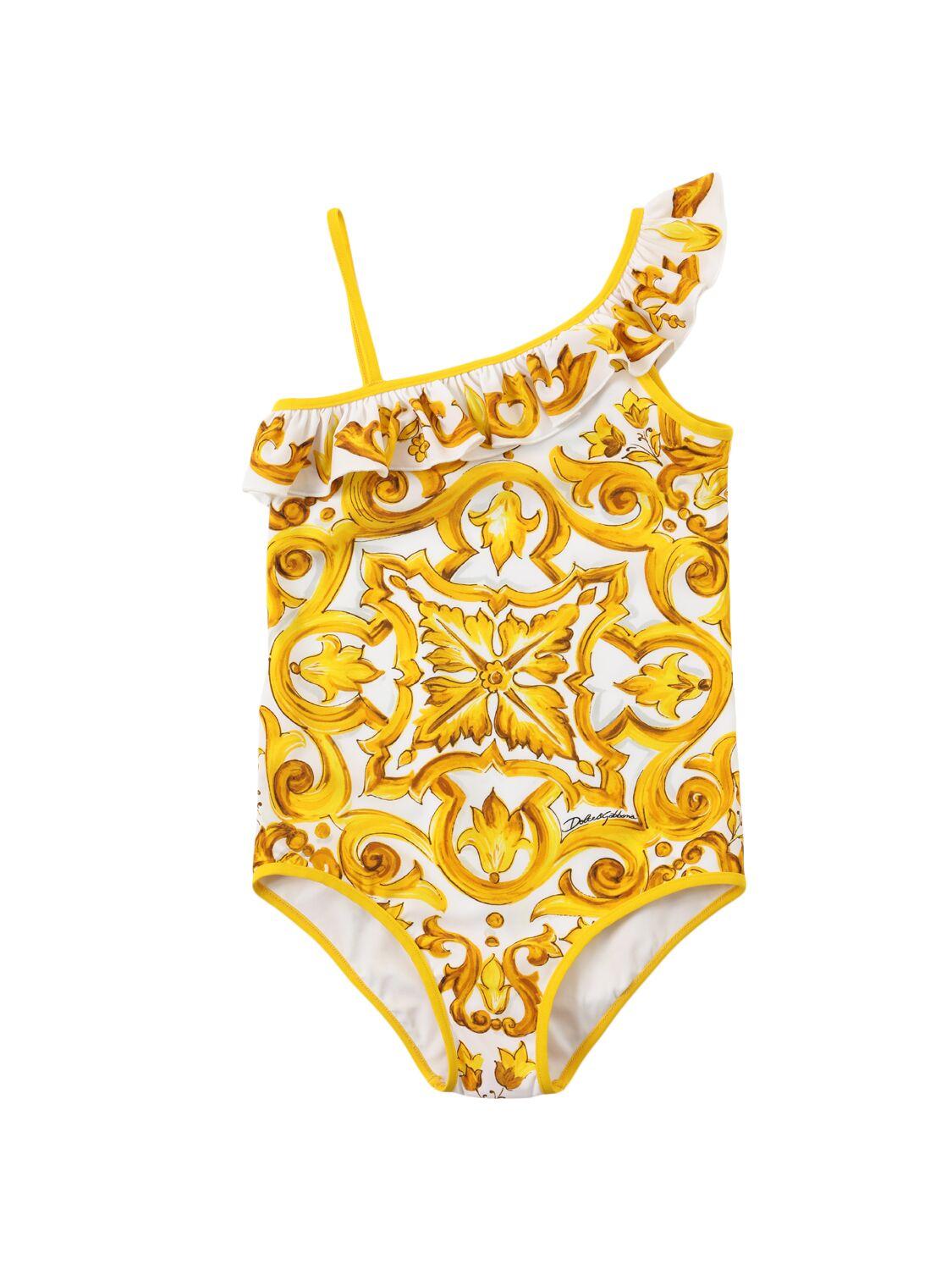 Maiolica Printed One-piece Swimsuit by DOLCE&GABBANA