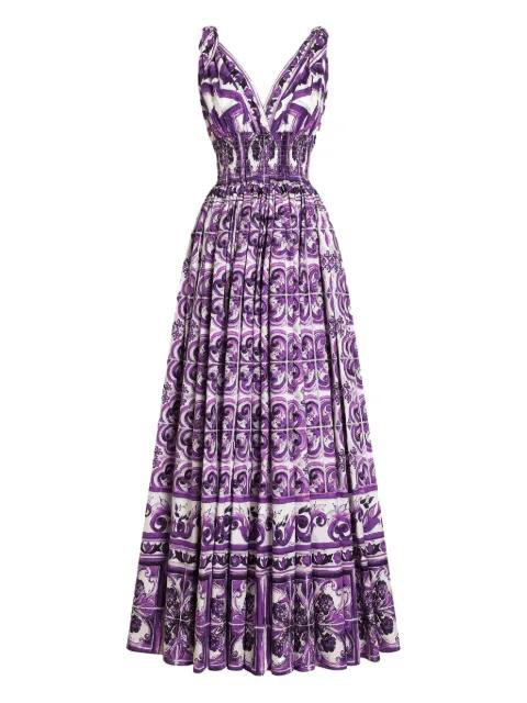 Maiolica-print midi dress by DOLCE&GABBANA