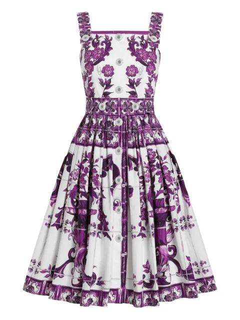 Maiolica-print midi dress by DOLCE&GABBANA