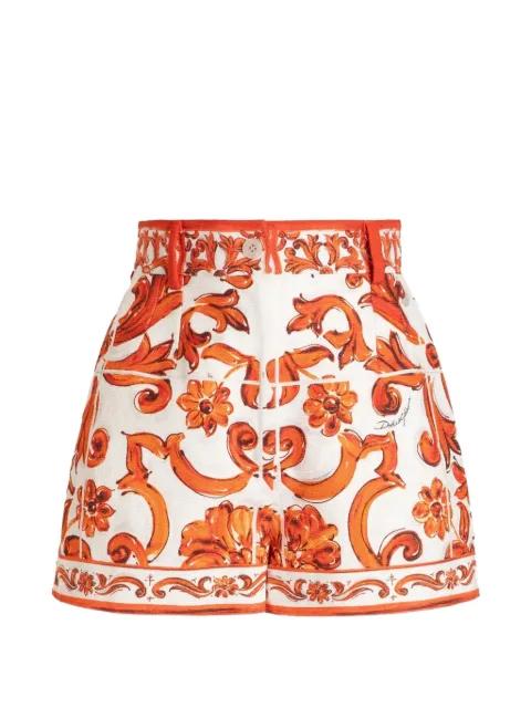 Maiolica-print pressed-crease shorts by DOLCE&GABBANA