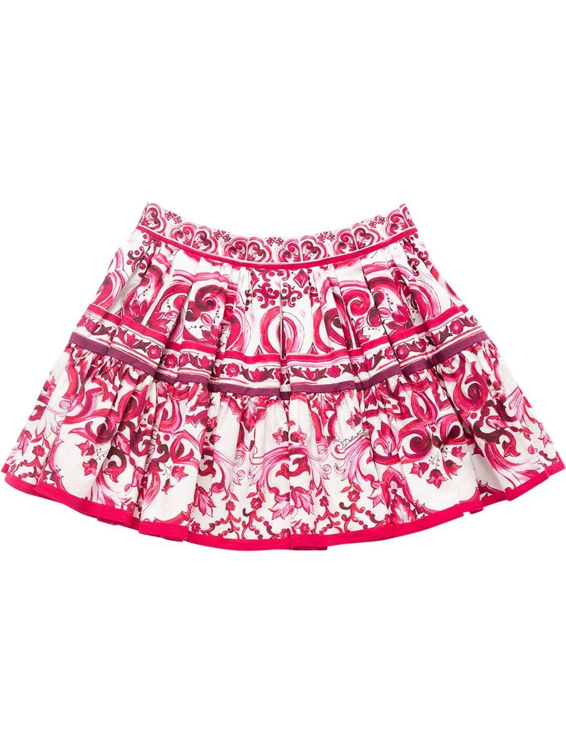 Majolica Print Cotton Poplin Mini Skirt by DOLCE&GABBANA