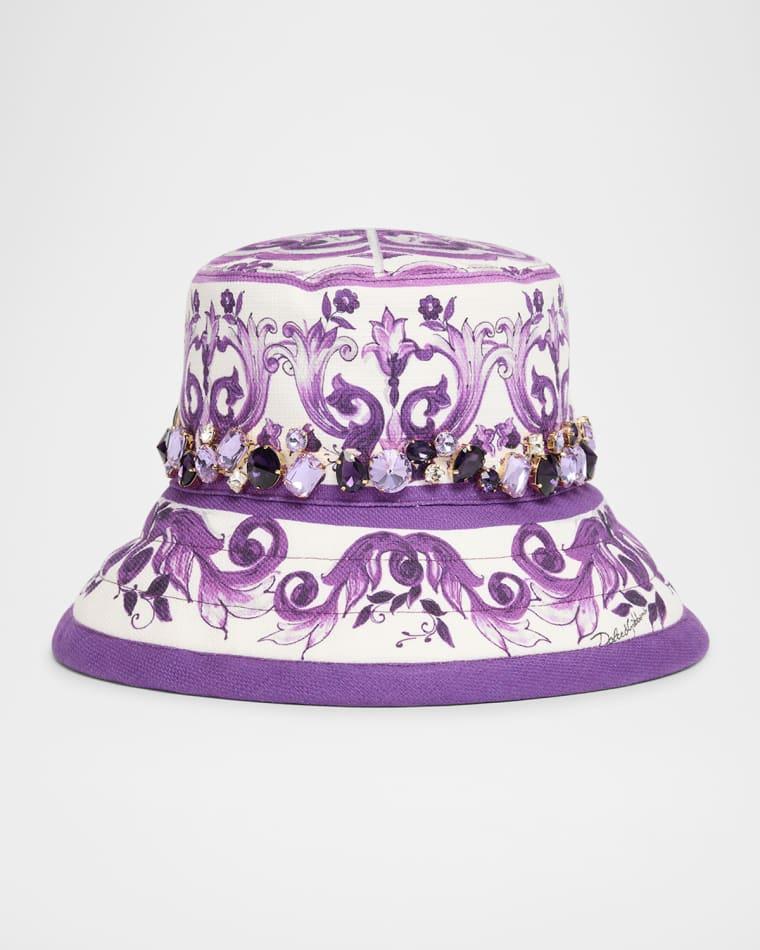 Majolica-Print Crystal Bucket Hat by DOLCE&GABBANA