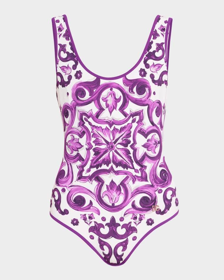 Majolica-Print One-Piece Swimsuit by DOLCE&GABBANA