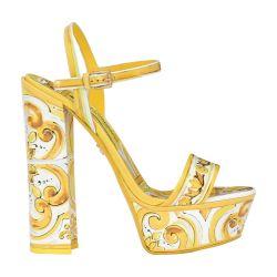 Majolica calfskin platform sandals by DOLCE&GABBANA