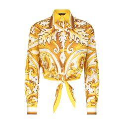 Majolica cropped cotton poplin shirt by DOLCE&GABBANA