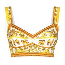 Majolica poplin corset crop top by DOLCE&GABBANA
