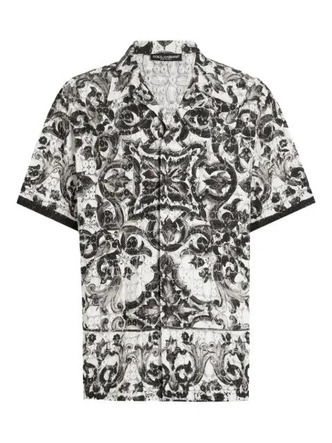 Majolica-print Hawaii crochet lace shirt by DOLCE&GABBANA