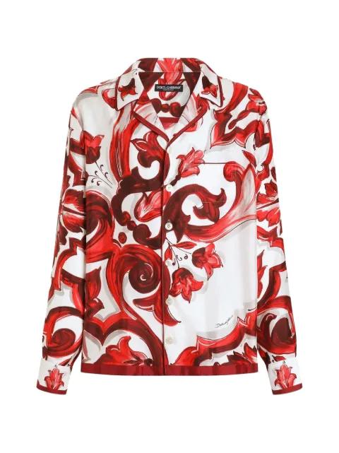 Majolica-print Vanity twill shirt by DOLCE&GABBANA