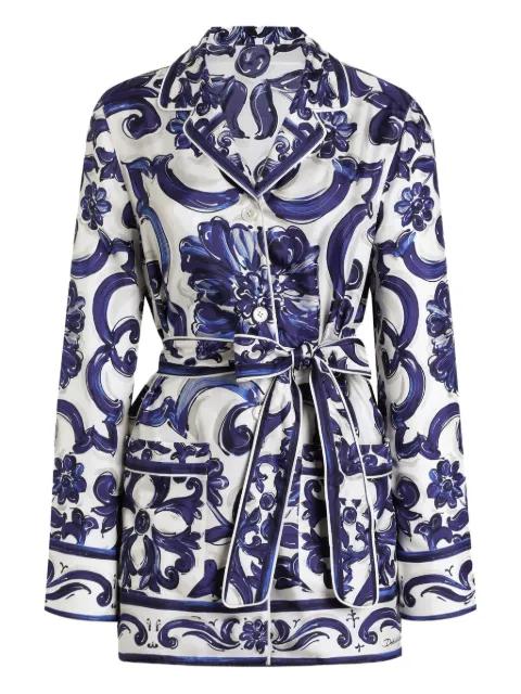 Majolica-print belted top by DOLCE&GABBANA