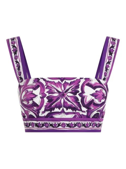 Majolica-print bralette top by DOLCE&GABBANA