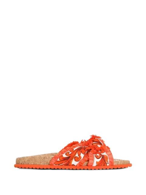 Majolica-print brocade flat slippers by DOLCE&GABBANA
