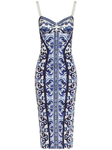 Majolica-print bustier dress by DOLCE&GABBANA