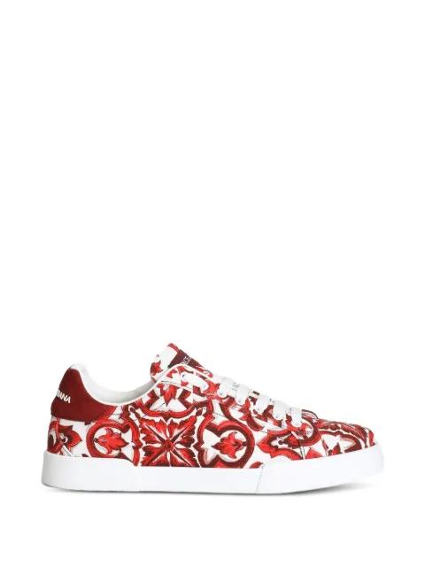 Majolica-print canvas portofino sneakers by DOLCE&GABBANA
