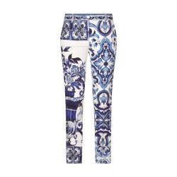 Majolica-print charmeuse pants by DOLCE&GABBANA