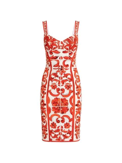 Majolica-print charmeuse short dress by DOLCE&GABBANA