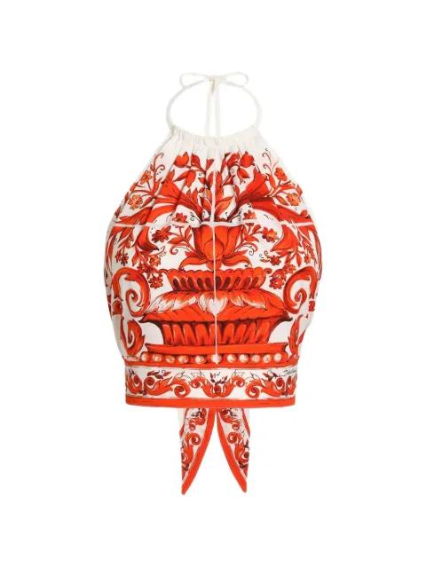 Majolica-print charmeuse top by DOLCE&GABBANA