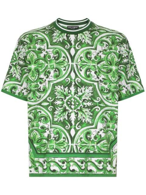Majolica-print cotton T-shirt by DOLCE&GABBANA